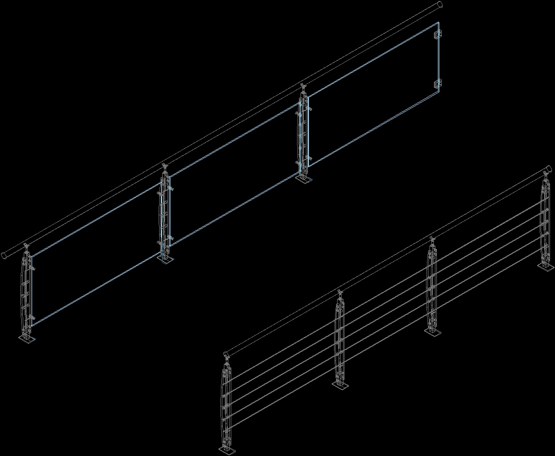 side mounted steel railing dwg