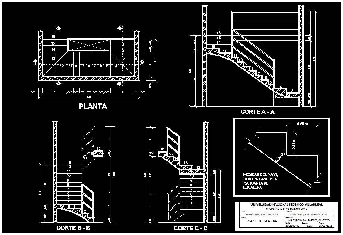 Staircase, U-Shaped DWG Plan for AutoCAD • Designs CAD