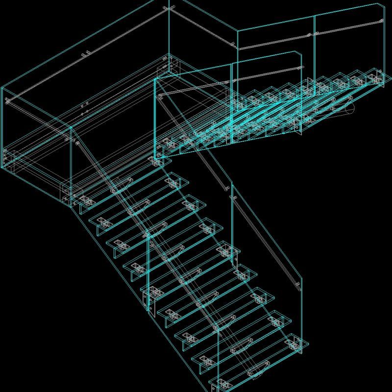 Staircase Glass 3D DWG Detail for AutoCAD • Designs CAD