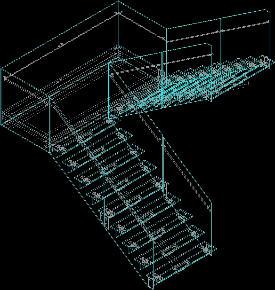 Staircase Glass 3D DWG Detail for AutoCAD • Designs CAD