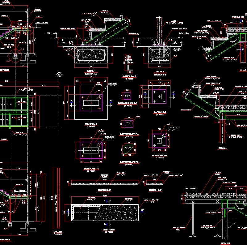 Stairway Steel Structure DWG Detail for AutoCAD • Designs CAD