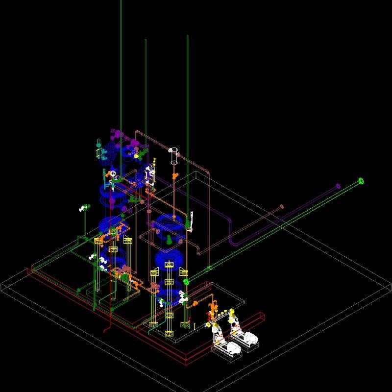 Steam Transformer, Pumps, Connections, Expansion Tank DWG Block for