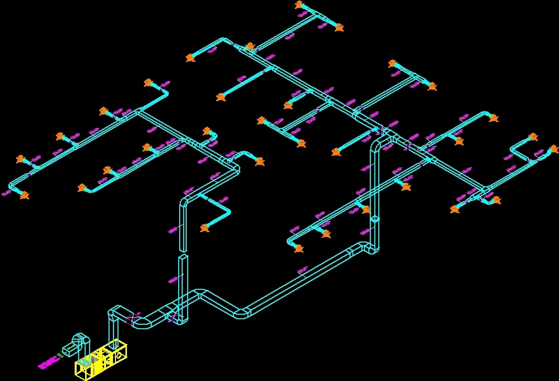 Supply Duct Isometric Diagram DWG Detail for AutoCAD • Designs CAD