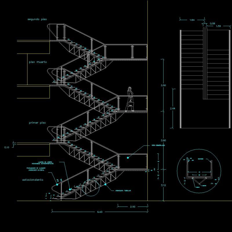 Tubular Stairway DWG Detail for AutoCAD • Designs CAD