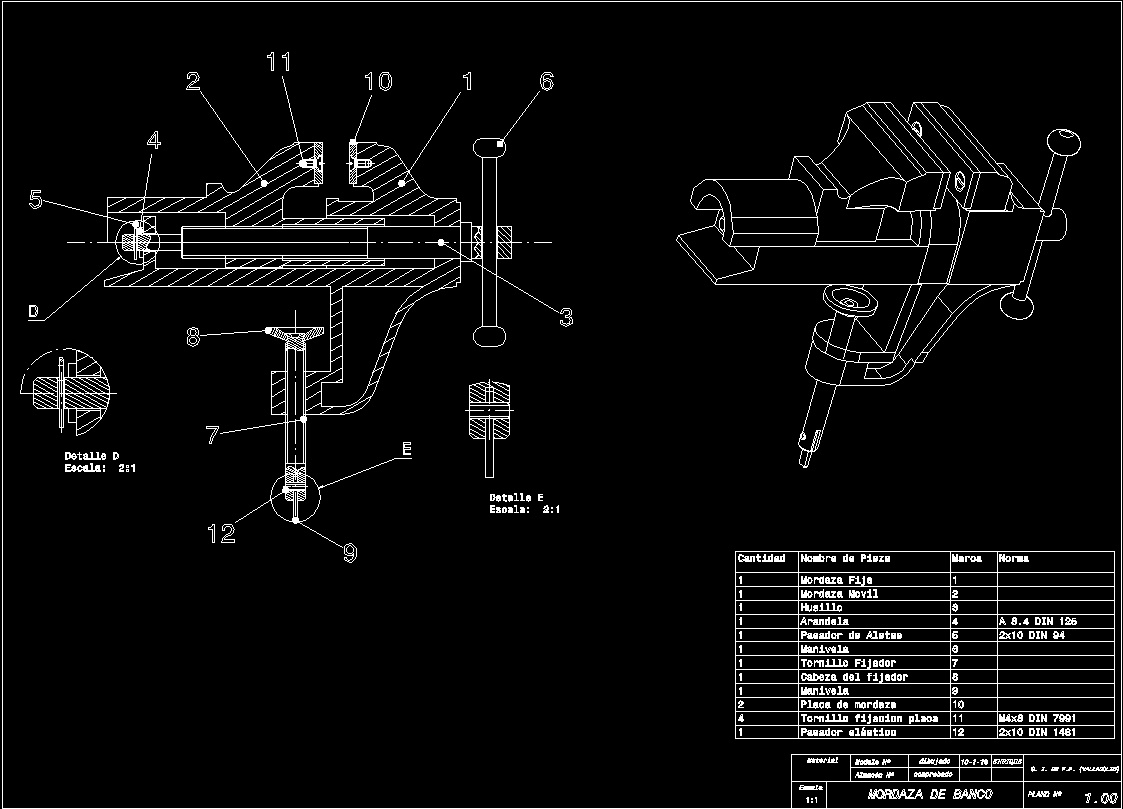 Detailed drawing for bench vice assembly  YouTube