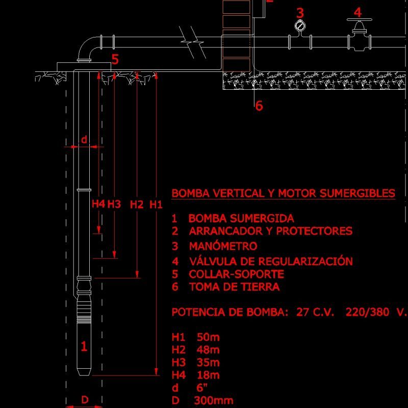 Water Extractor Bomb DWG Section for AutoCAD • Designs CAD