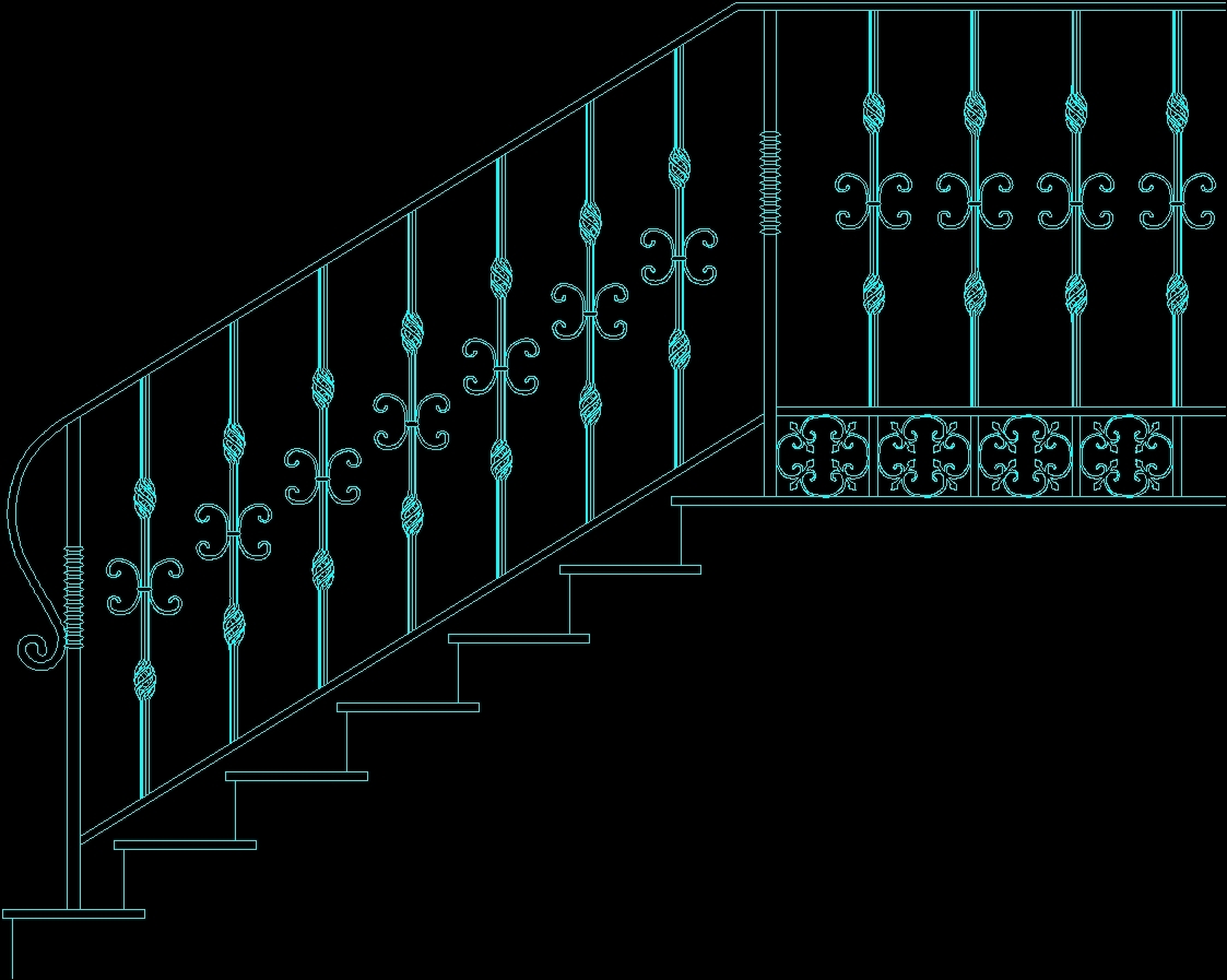 Wrought Handrail Dwg Block For Autocad • Designs Cad