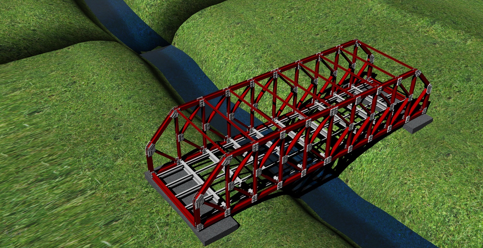 Steel Structure K Truss Bridge 3D DWG Model for