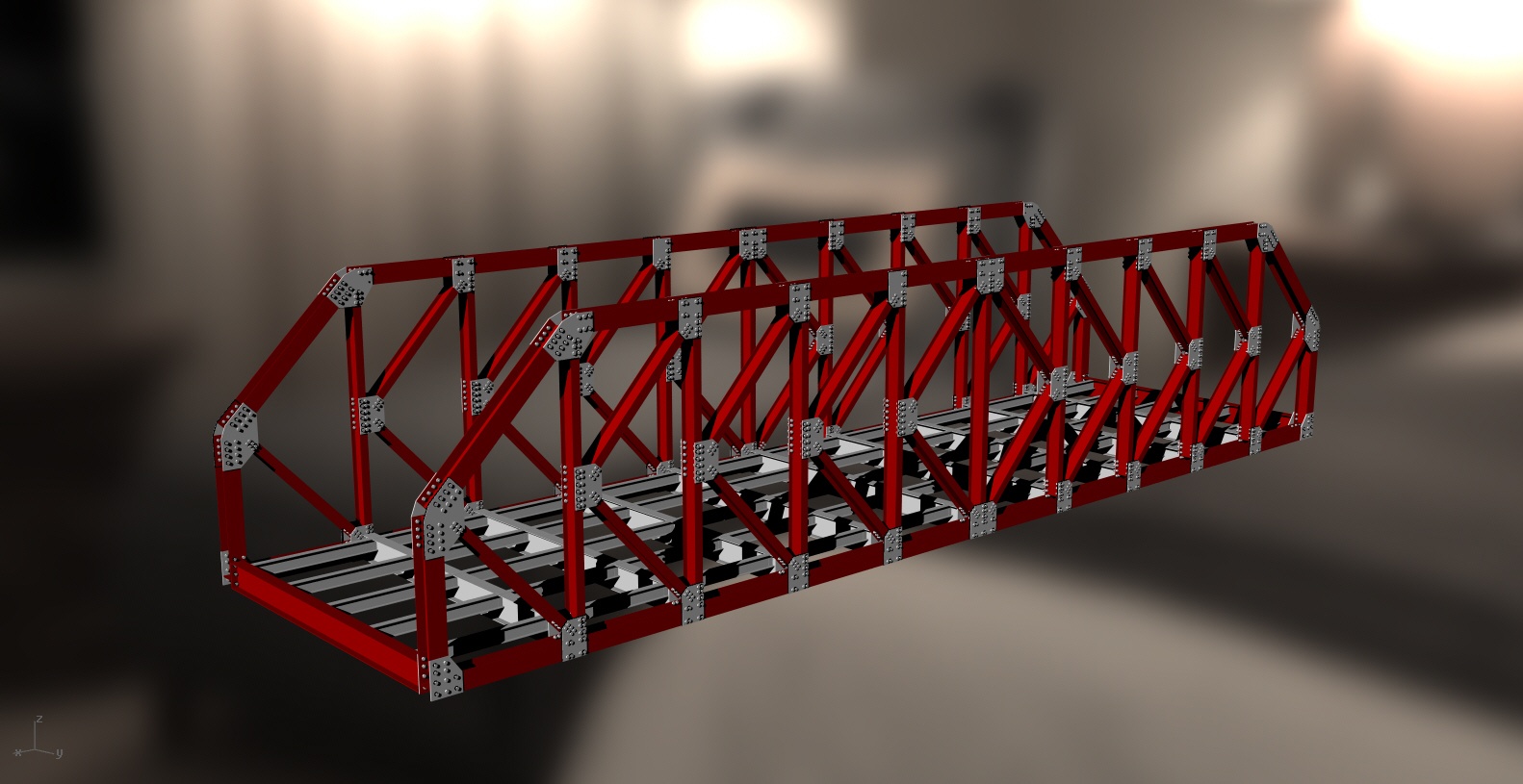 Steel Structure K Truss Bridge 3D DWG Model for