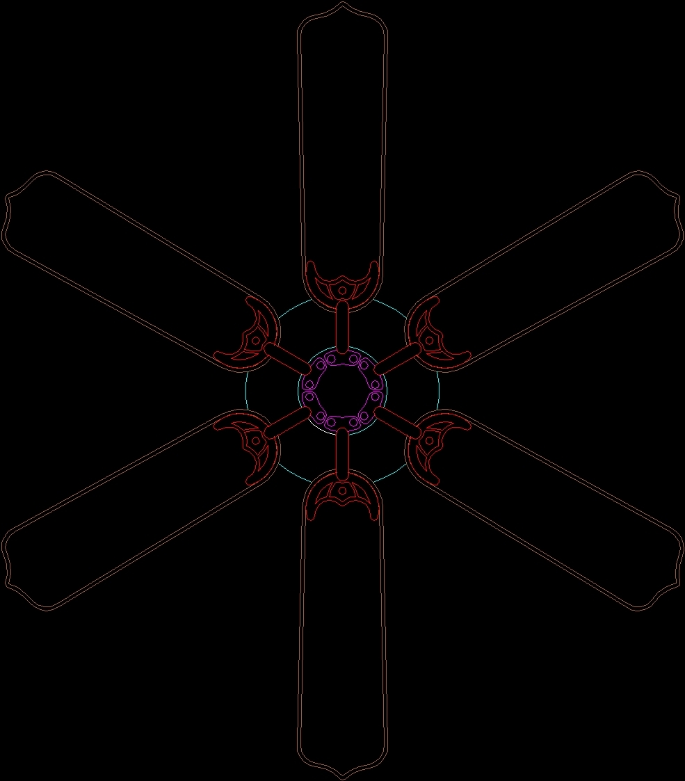 Ceiling Fan 6 Blades 2D DWG Block for AutoCAD • Designs CAD