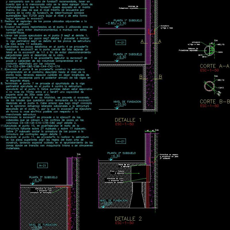Chained Containment Shafts For Crumbling Lot Borders DWG Detail for