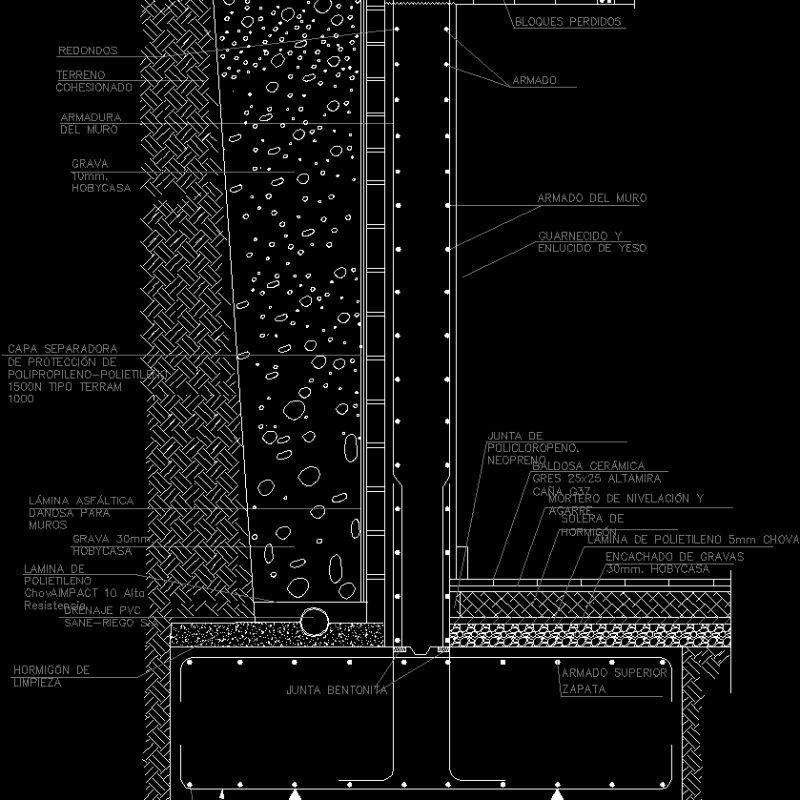 Concrete Retaining Wall DWG Detail for AutoCAD • Designs CAD