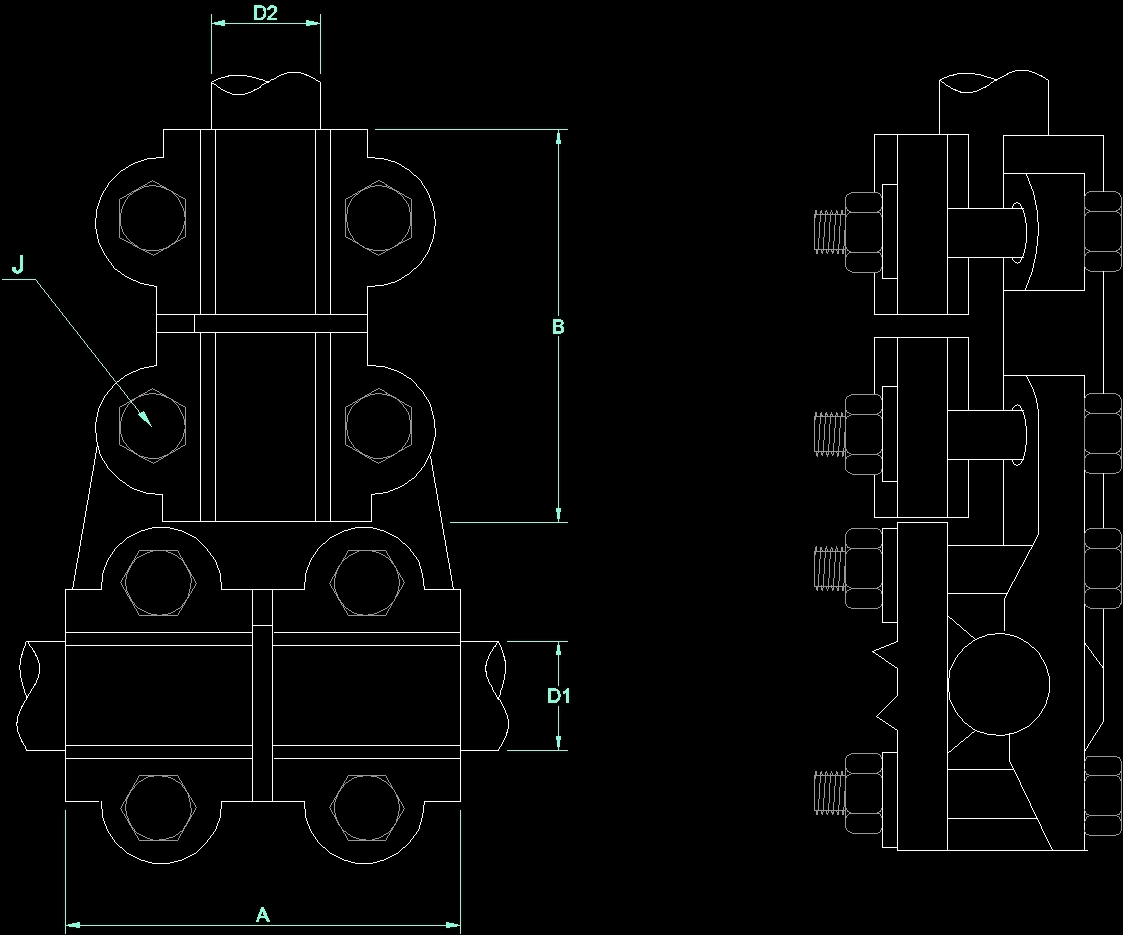 Connector Type Te DWG Block for AutoCAD • Designs CAD
