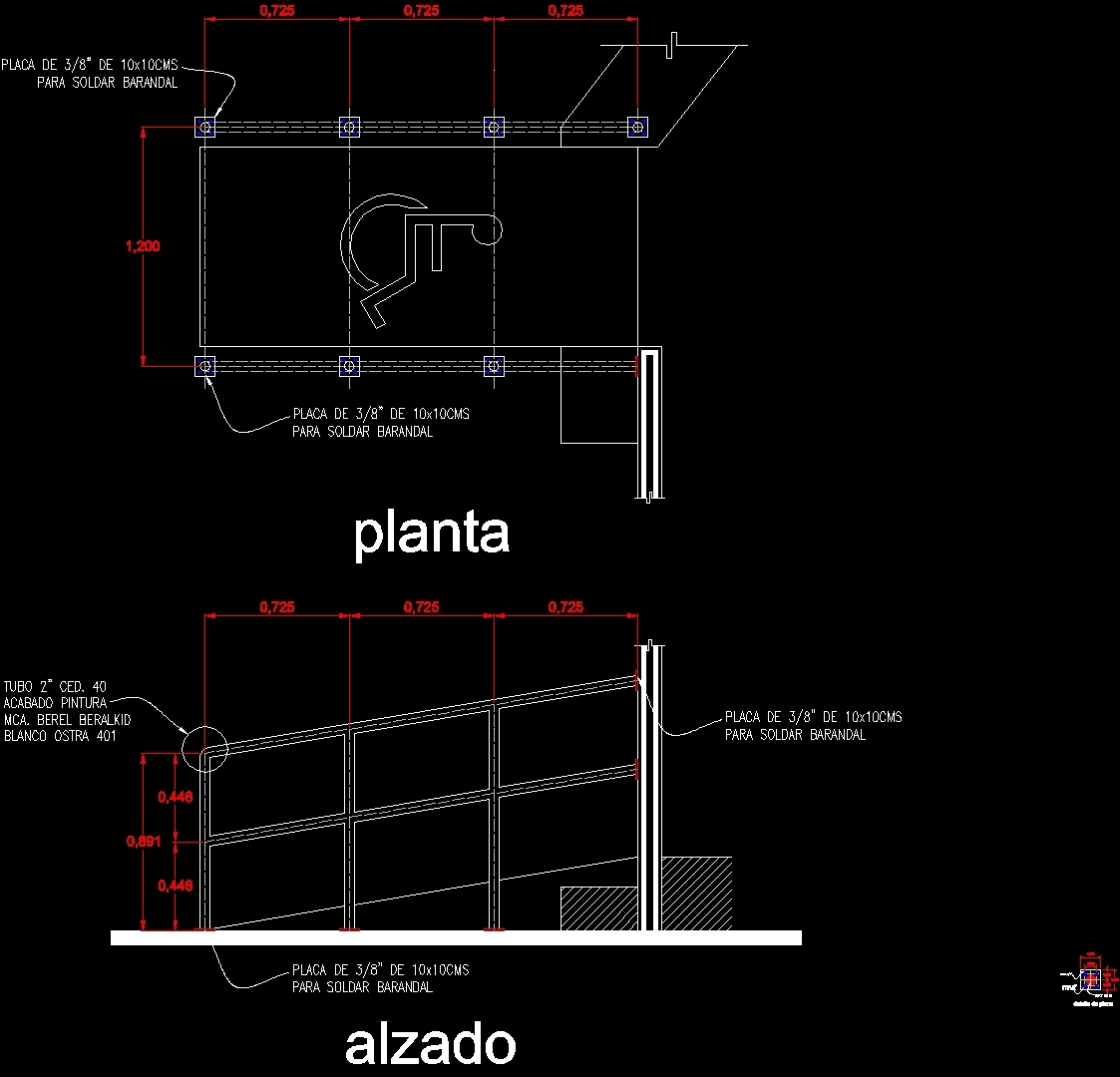 Detail Of Tubular Railing Ramp DWG Detail for AutoCAD • Designs CAD