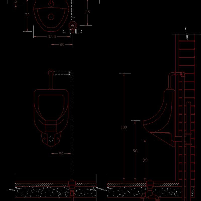 Detail Urinal Connection DWG Detail for AutoCAD • Designs CAD