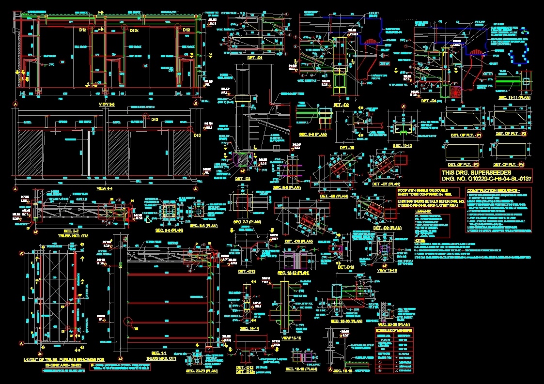 Details Of The Typical Construction Of Canopy DWG Detail for AutoCAD