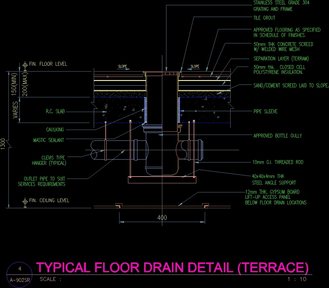 Drain Floor Detail DWG Section for 