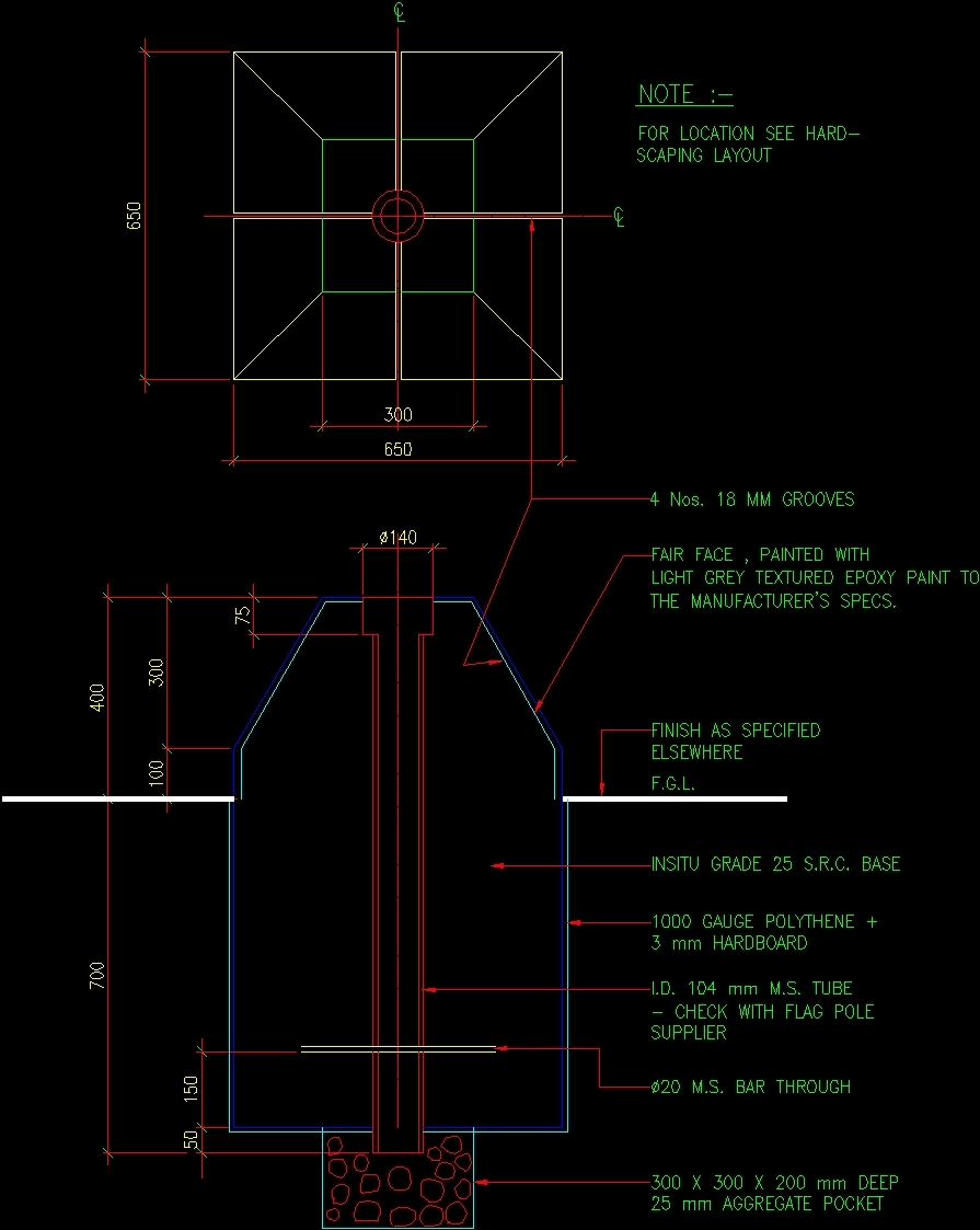 Flag Pole Details DWG Detail For AutoCAD • Designs CAD