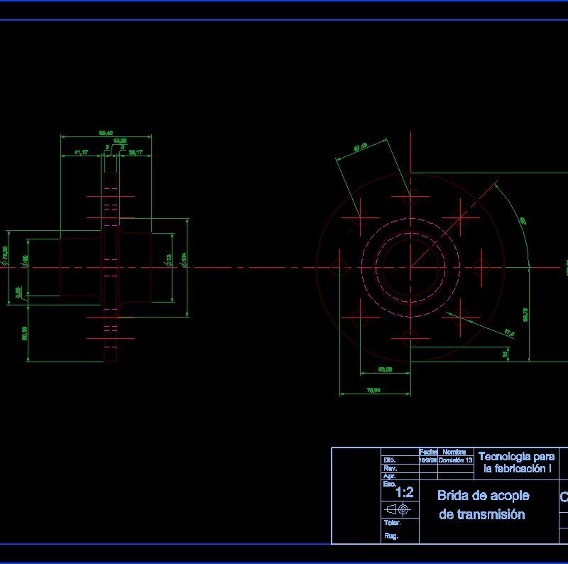 Flange Coupling Transmission DWG Block for AutoCAD • Designs CAD