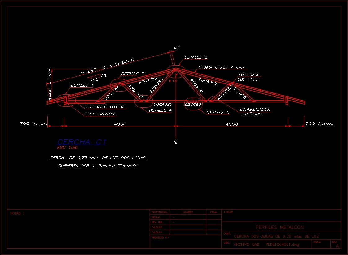 Gable Truss Metalcom DWG Detail For AutoCAD • Designs CAD