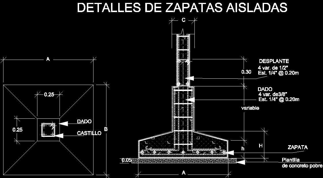 Isolated Zapata DWG Block for AutoCAD - Designs CAD