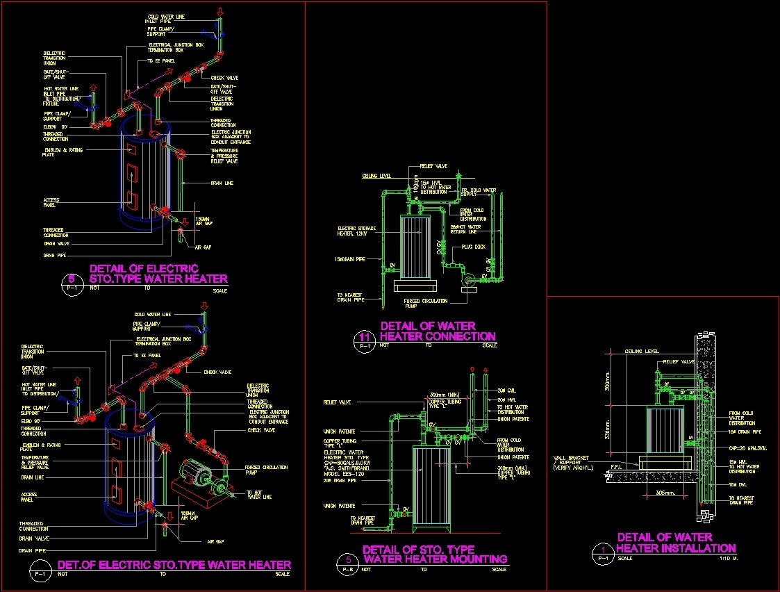 Isometric Detail Electric Water Heater DWG Detail for AutoCAD • Designs CAD