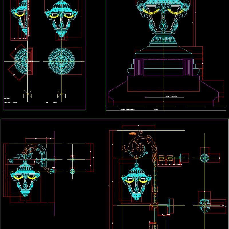 Luminaria Lantern DWG Block for AutoCAD • Designs CAD