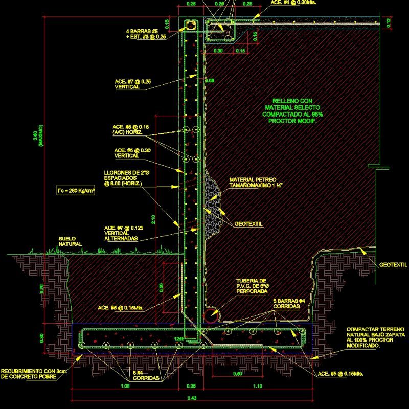 Retaining Wall Detail DWG Detail For AutoCAD • Designs CAD