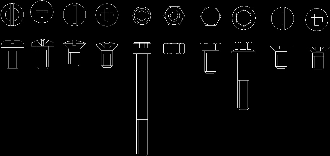 Autocad чертеж болта