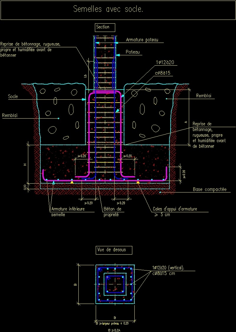 Semelle Fondation DWG  Detail  for AutoCAD Designs CAD