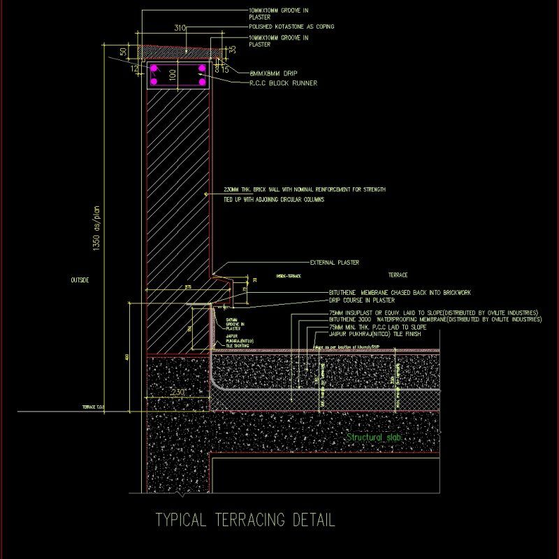 Terrace Detail DWG Detail for AutoCAD • Designs CAD