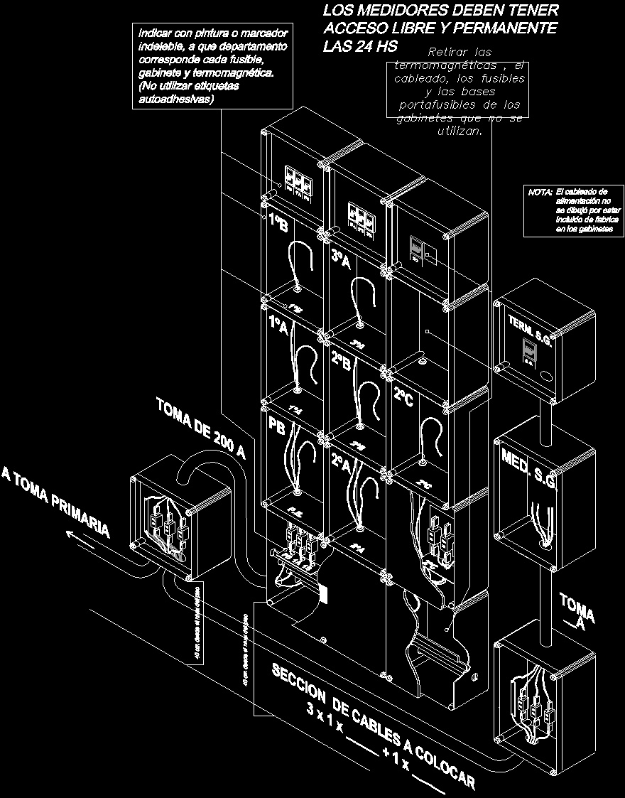 Unit Electrical Meters Box, Apartment Building, Buenos Aires DWG Block