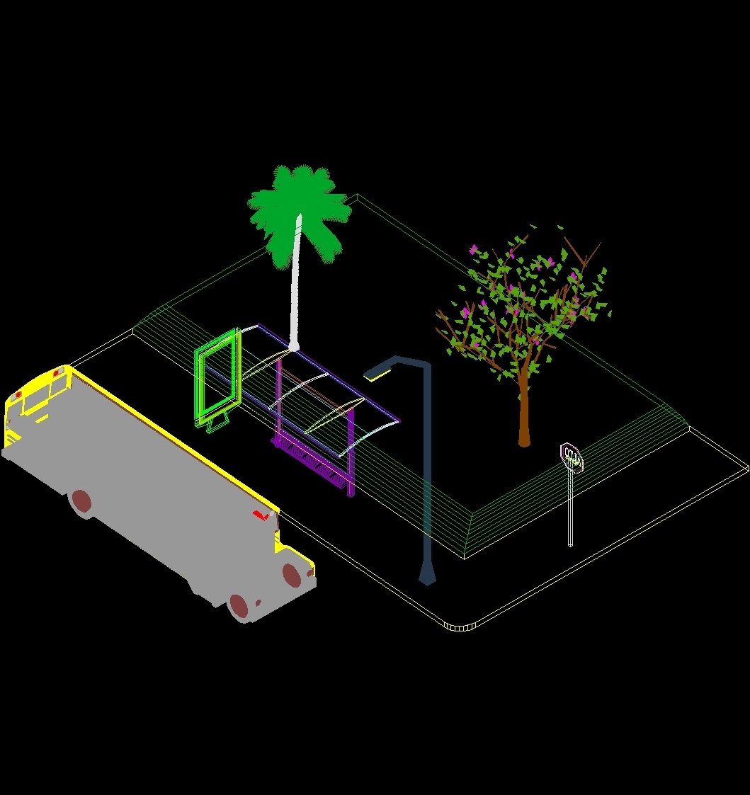 Bus Stop 3D DWG Full Project for AutoCAD • Designs CAD