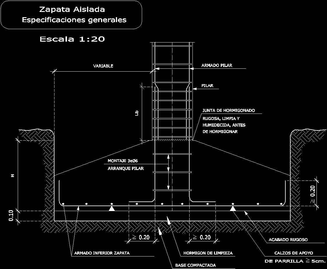 Detail Isolated Footing DWG Detail For AutoCAD Designs CAD