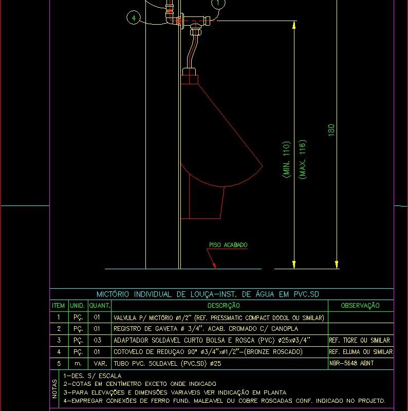 Detail Urinal Installation DWG Section for AutoCAD • Designs CAD