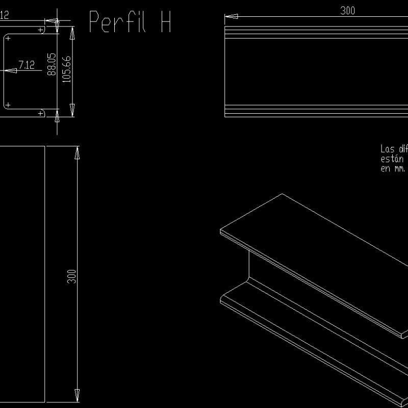 Profile H DWG Block for AutoCAD • Designs CAD