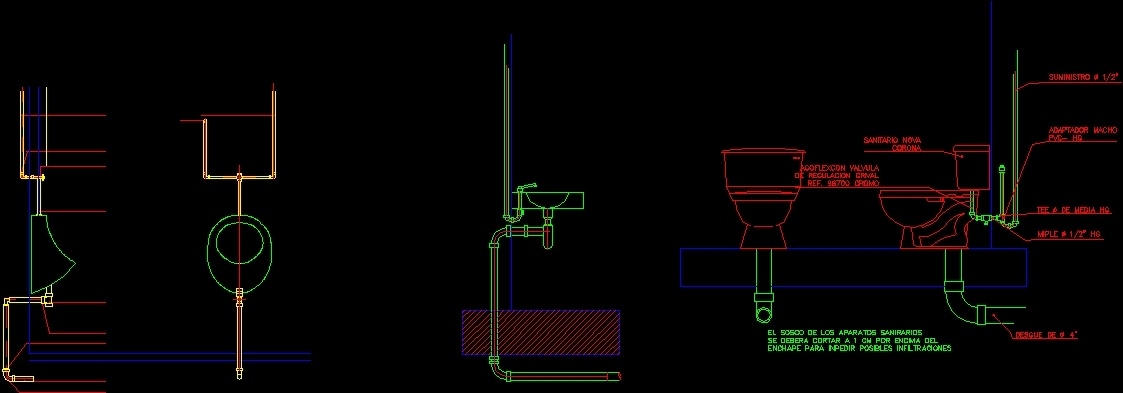 Sanitary Installation Dwg Detail For Autocad • Designs Cad 