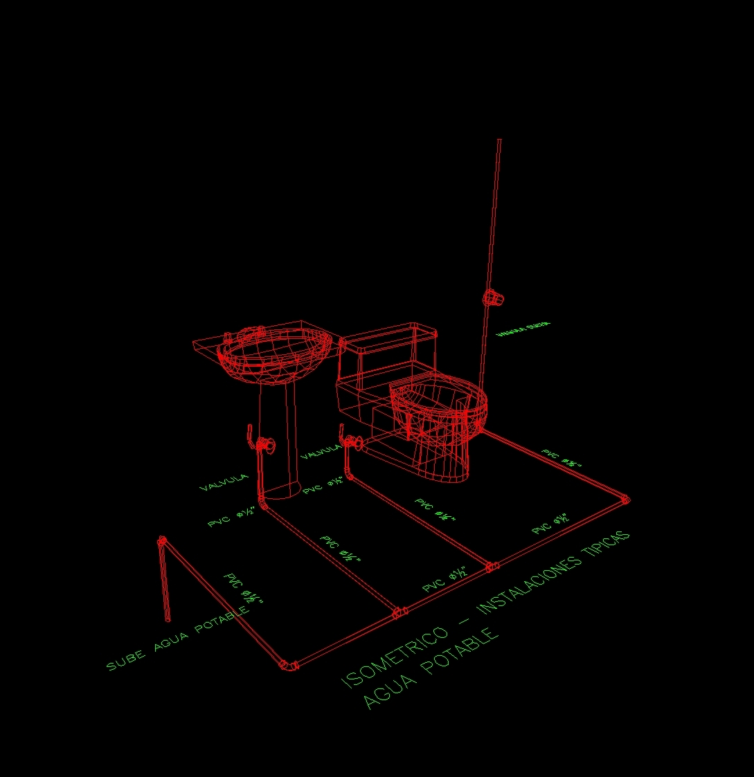 Typical Hydraulic Installation For Sanitary Potable Water Dwg Detail For Autocad • Designs Cad 5943