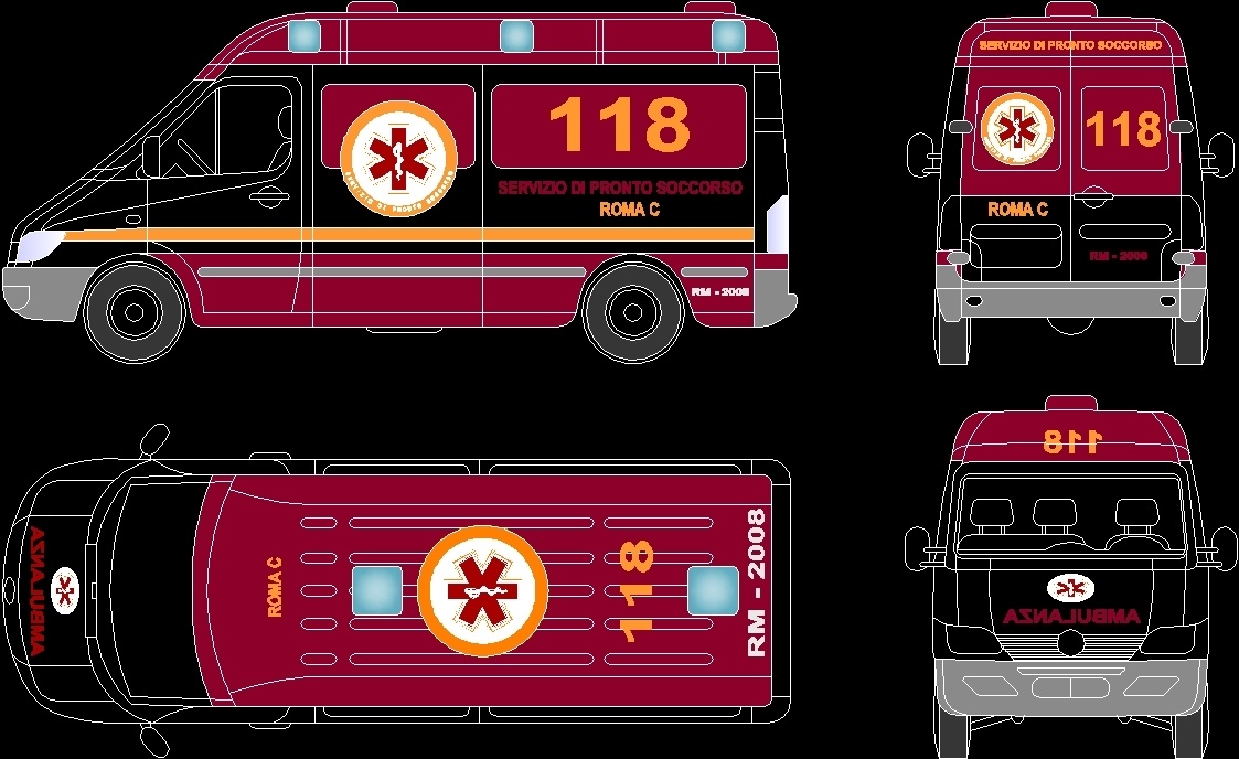 Ambulance Vehicle  02 DWG Block for AutoCAD   Designs CAD