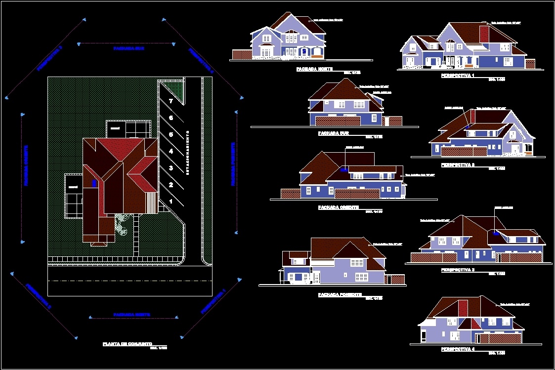 American Style House DWG Full Project for AutoCAD • Designs CAD