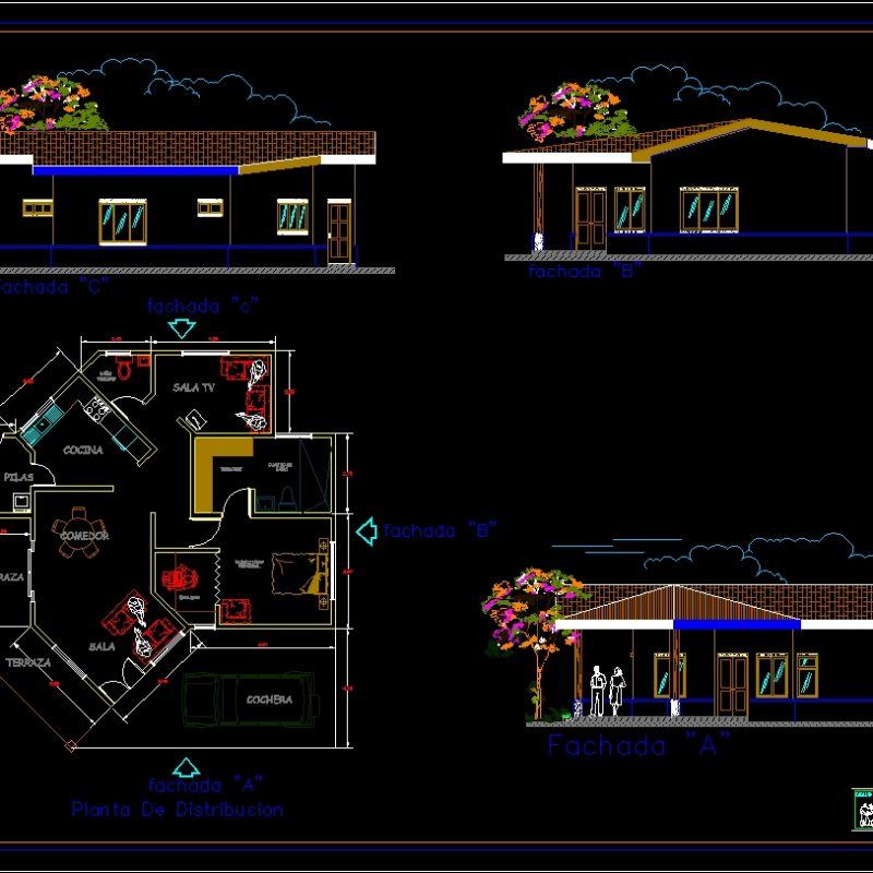 Ante-project Of House Dwg Full Project For Autocad • Designs Cad