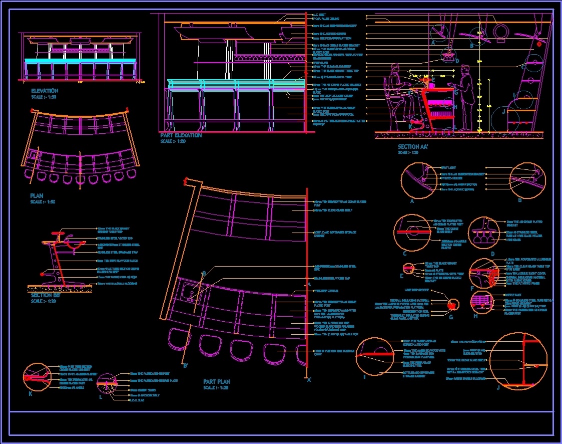 Bar Counter DWG Section for AutoCAD • Designs CAD