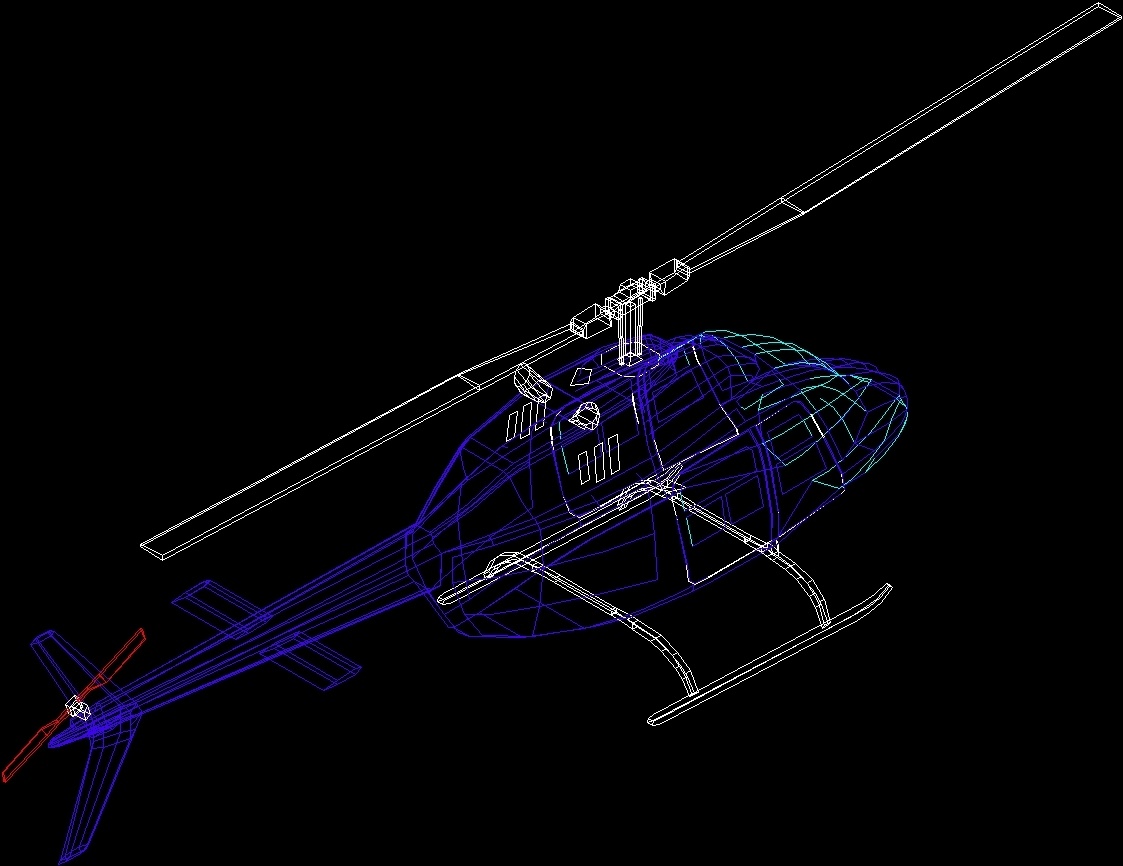 Bell 206 Helicopter 3D DWG Model for AutoCAD • Designs CAD