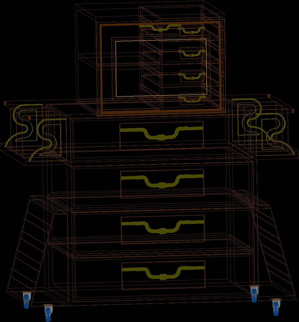 Birch Wood Furniture Dresser And Chest DWG Block for AutoCAD • Designs CAD