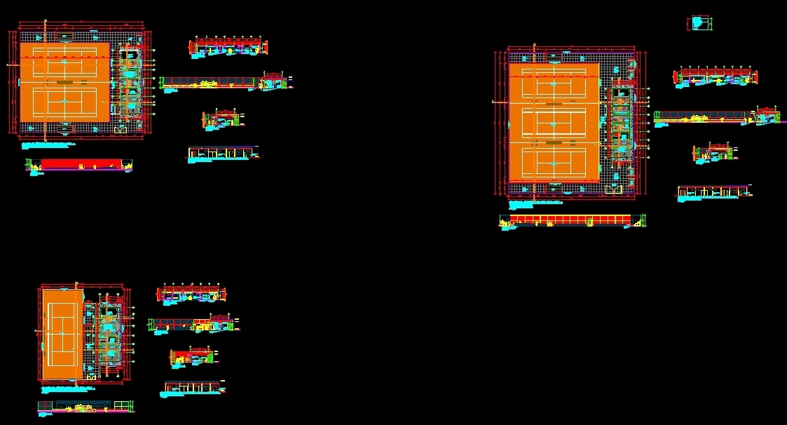 Center Tennis Tennis Courts DWG Section for AutoCAD • Designs CAD