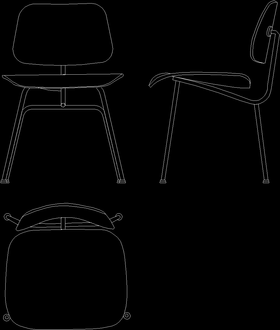 Charles Eames; Plywood Chair; 1946zip DWG Block for AutoCAD • Designs CAD