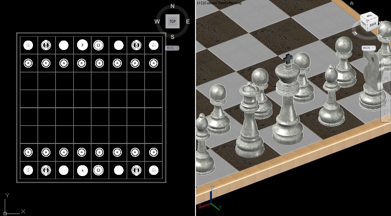 Tabuleiro de xadrez 3d. em AutoCAD, Baixar CAD (772.33 KB)