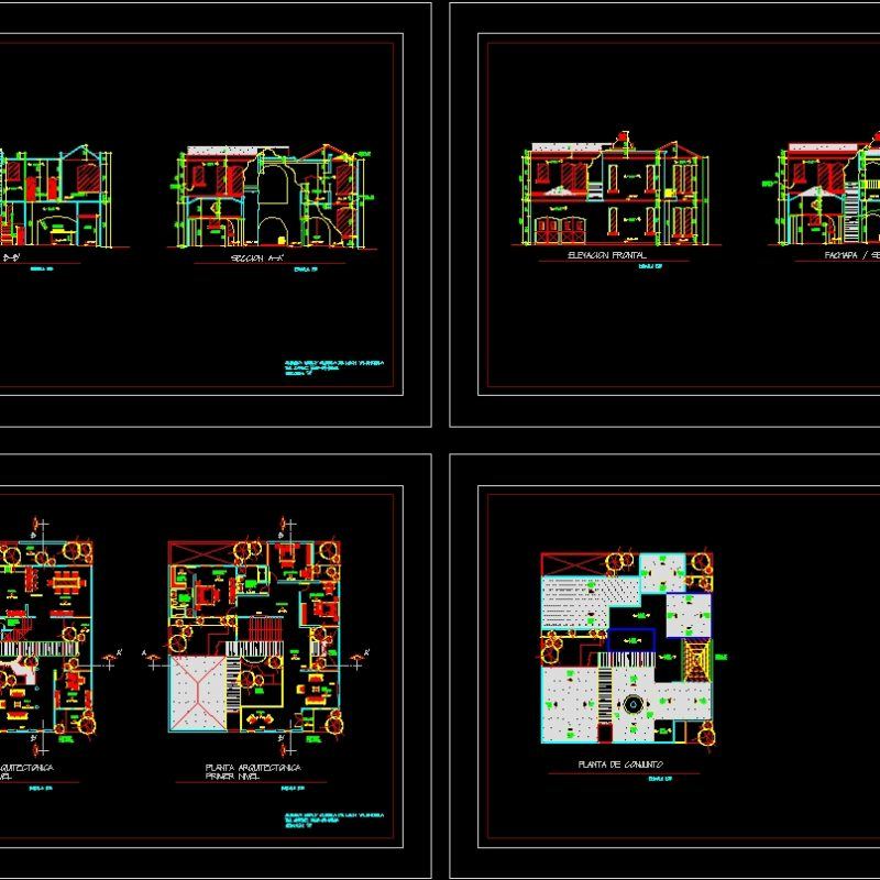 Colonial House DWG Section for AutoCAD • Designs CAD