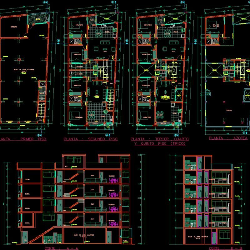 Department Of 4 Levels DWG Elevation for AutoCAD • Designs CAD