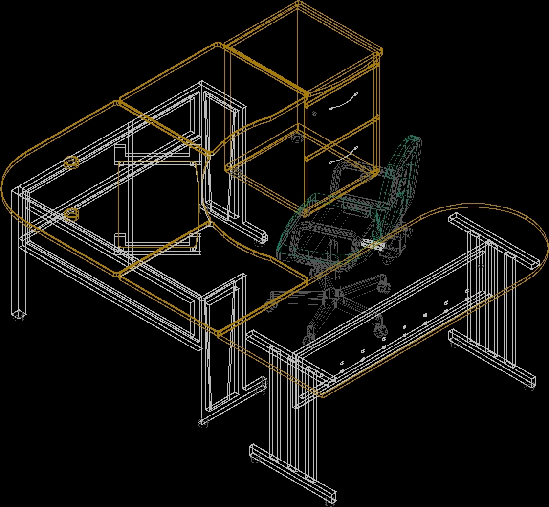 Desk In Island 3D DWG Model for AutoCAD • Designs CAD